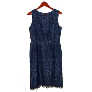 Brooks Brothers Jewel tone navy and black lace dress size 10